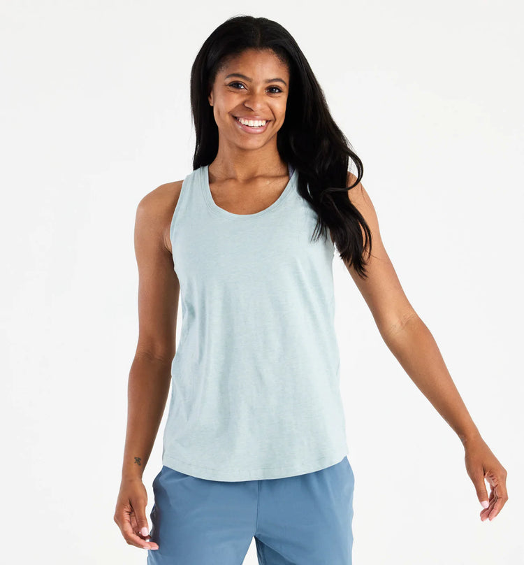 Women's Bamboo Heritage Tank - Heather Ocean Mist