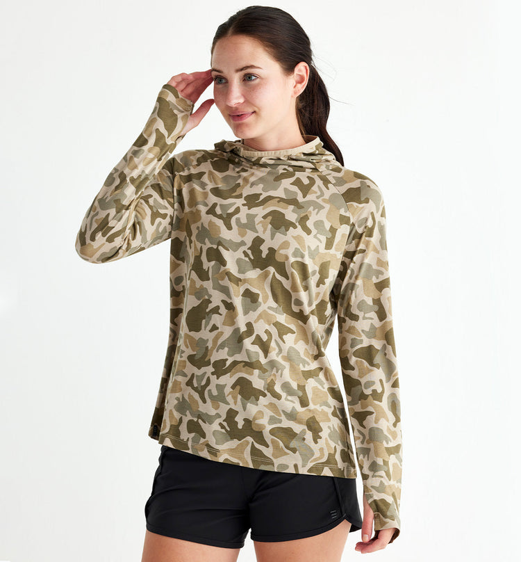 Women's Bamboo Lightweight Hoodie II - Barrier Island Camo