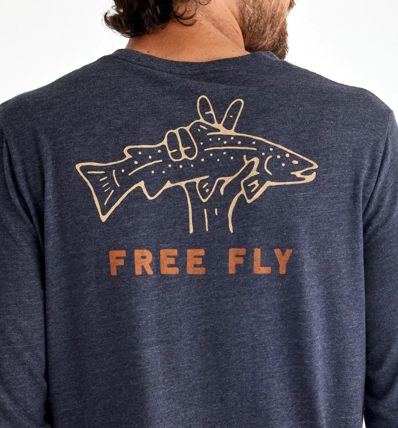 Vintage Big Fly Distressed Rainbow Trout Steelhead Virginia Fly Fishing Long Sleeve T-Shirt