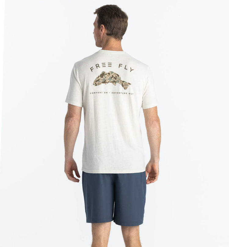 Redfish Camo Tee - Heather Oyster