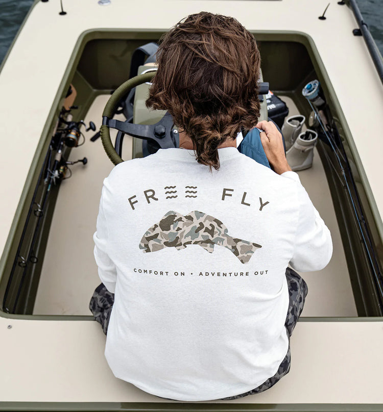 Redfish Camo Long Sleeve - Heather Oyster