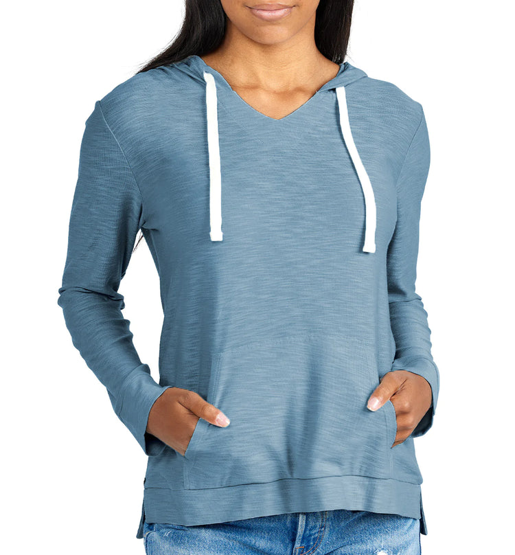 Women's Bamboo Slub Hoodie - Pacific Blue