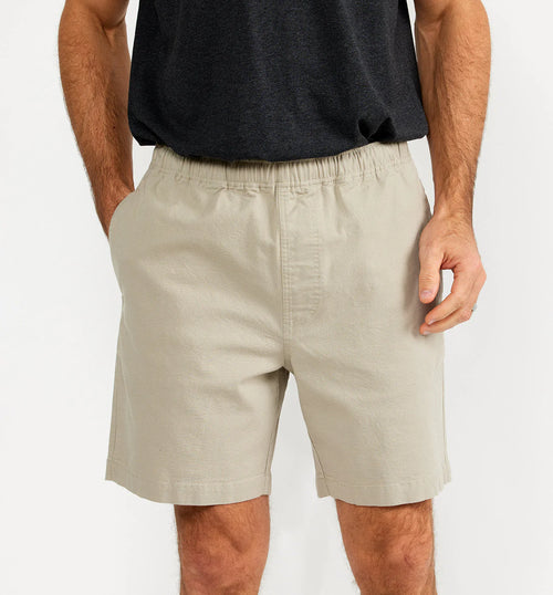 Mens canvas shorts elastic 2024 waist