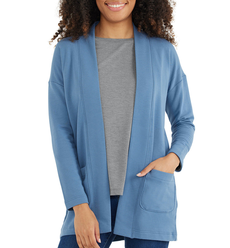 Women's Thermal Fleece Cardigan - Heron Blue