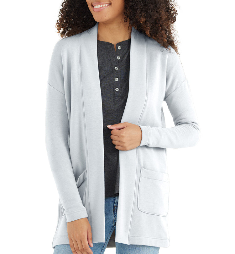 Women's Thermal Fleece Cardigan - Light Grey