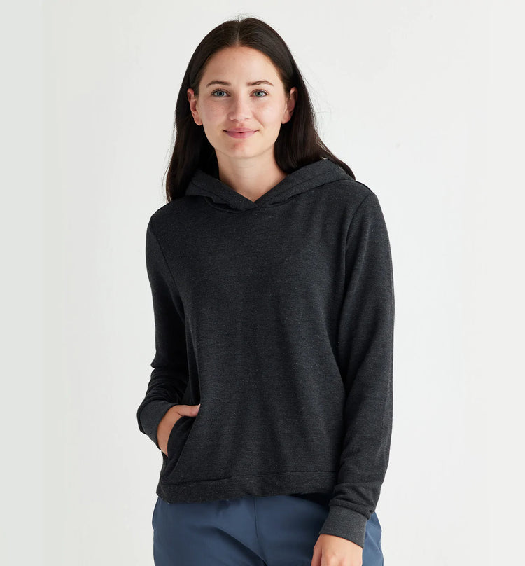 Women's Bamboo Thermal Fleece Hoodie - Heather Black