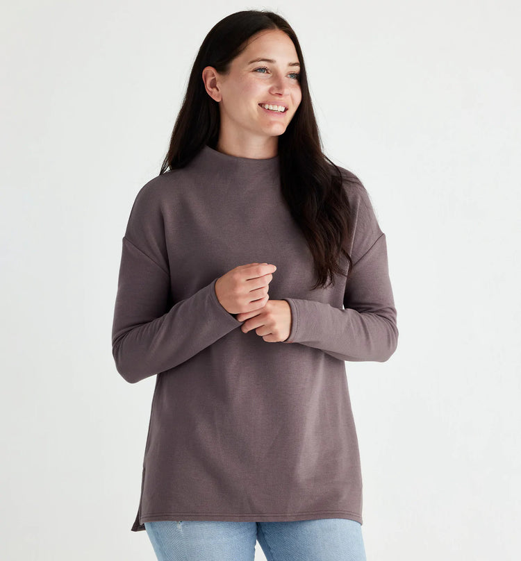 Women's Bamboo Thermal Fleece Mockneck - Purple Peak