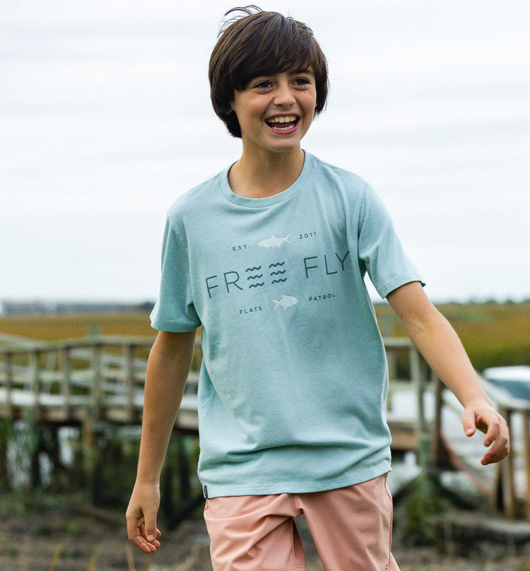 Youth Tropic Hangout Tee - Heather Ocean Mist