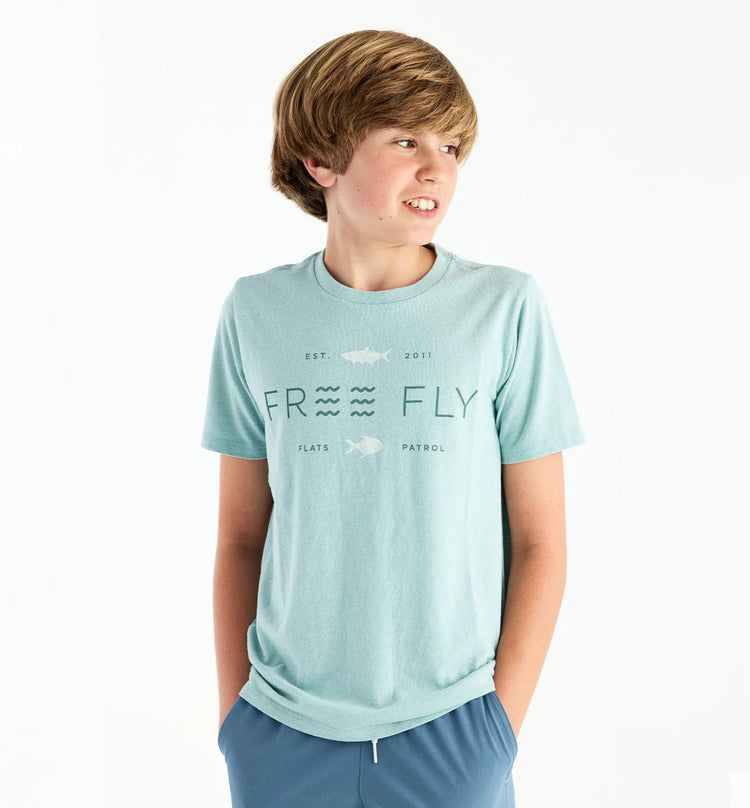 Youth Tropic Hangout Tee - Heather Ocean Mist